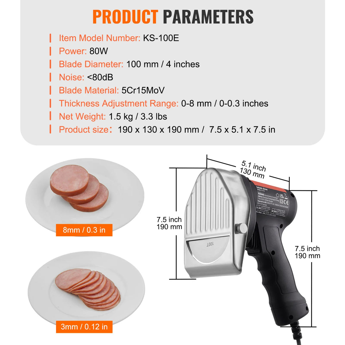 Electric Shawarma Knife and Commercial Gyro Cutter 80W
