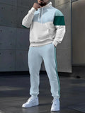 Men's 3D Striped Pattern Print Sweatshirt and Pants Two-Piece Set