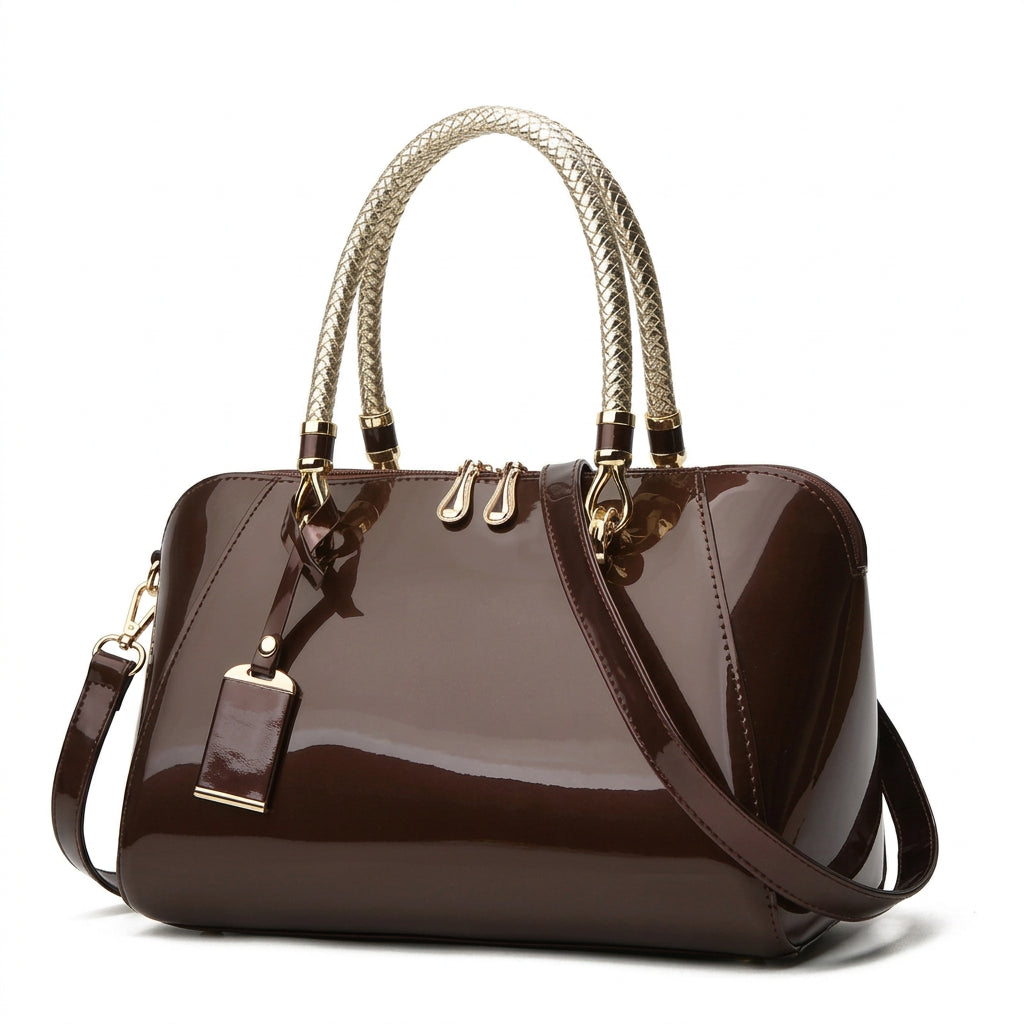 Women's Solid Color PU Leather Handbag Shoulder Tote Bag
