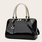 Women's Solid Color PU Leather Handbag Shoulder Tote Bag