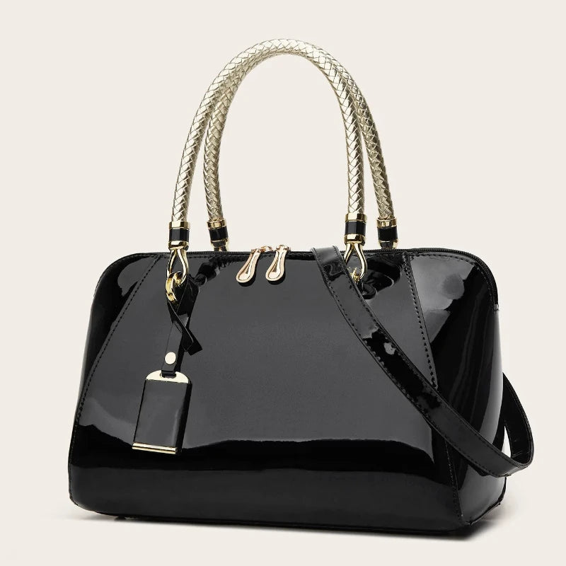 Women's Solid Color PU Leather Handbag Shoulder Tote Bag