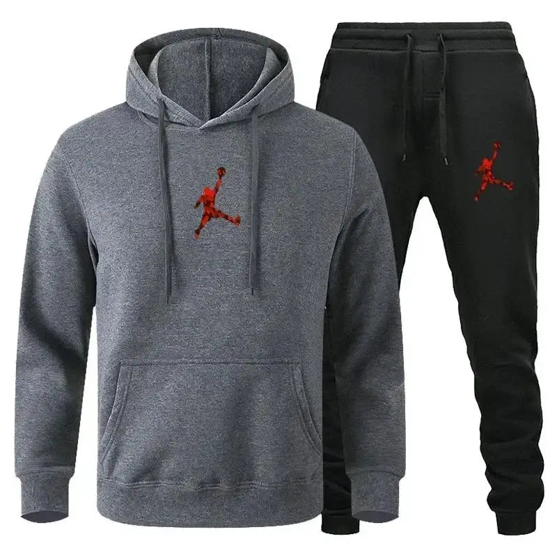 Men's Hooded Pullover and Jogger Pants Two-Piece Set