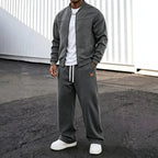 Men's Zip-Up Jacket and Wide Leg Sweatpants Two-Piece Set