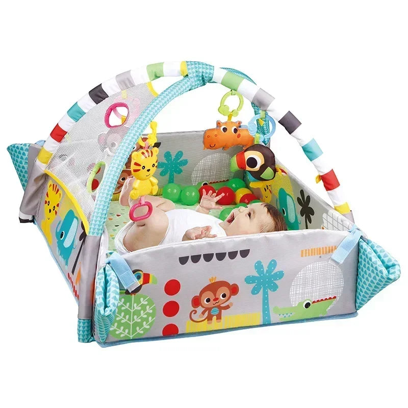 Baby Crawling Play Mat with Educational Fitness Frame