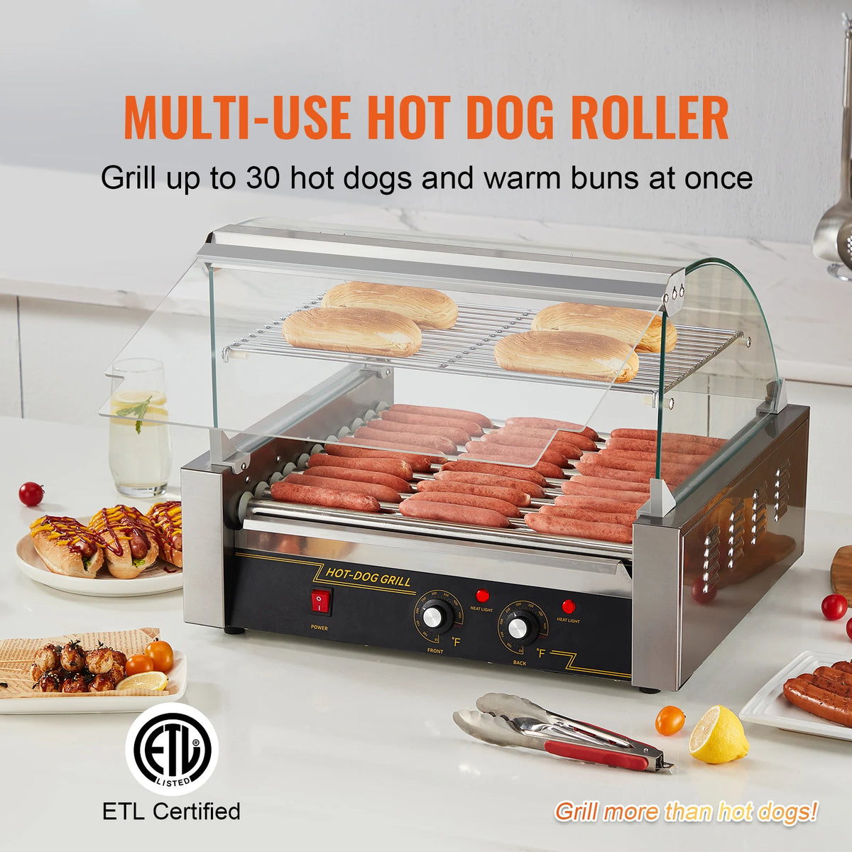 Electric Commercial Hot Dog Roller and Sausage Grill Machine 110V