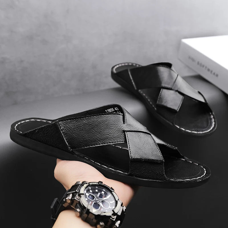 Men's Luxury Handmade Leather Slide Sandals