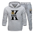 Men's Hooded Print Sweater and Pants Two Piece Set