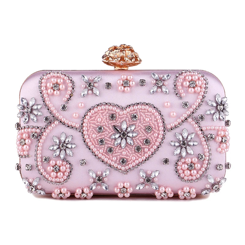 Women's Luxury Satin Flower Evening Clutch Bag