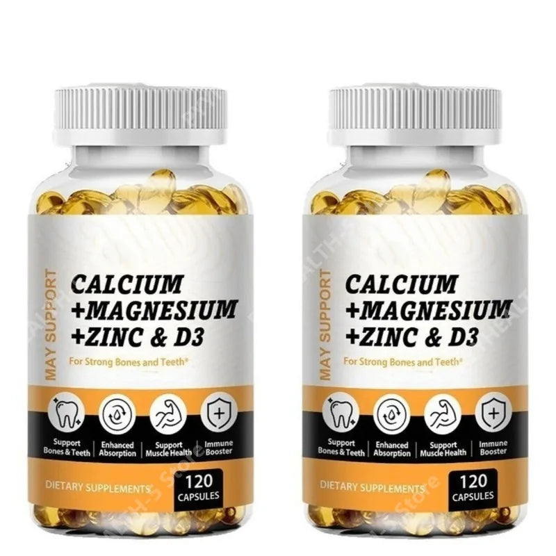 Calcium Magnesium Zinc Vitamin D3 Bone Muscle Support Dietary Supplement Capsules