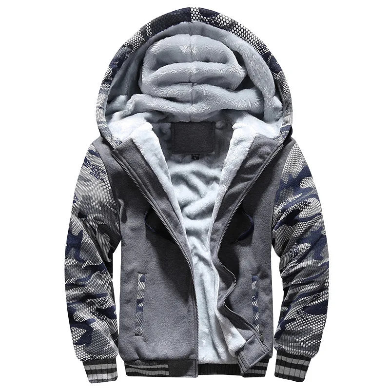 Men's Thick Warm Fleece Hooded Jacket and Pants Set