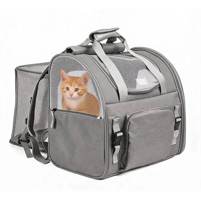 Expandable Mesh Travel Pet Carrier Backpack for Cats