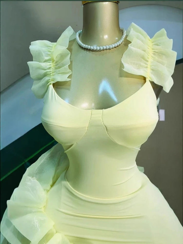 Women's Elegant Ruffled Hem Sleeveless Mini Dress