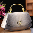 Women's Crocodile Pattern Genuine Leather Saddle Shoulder Crossbody Bag