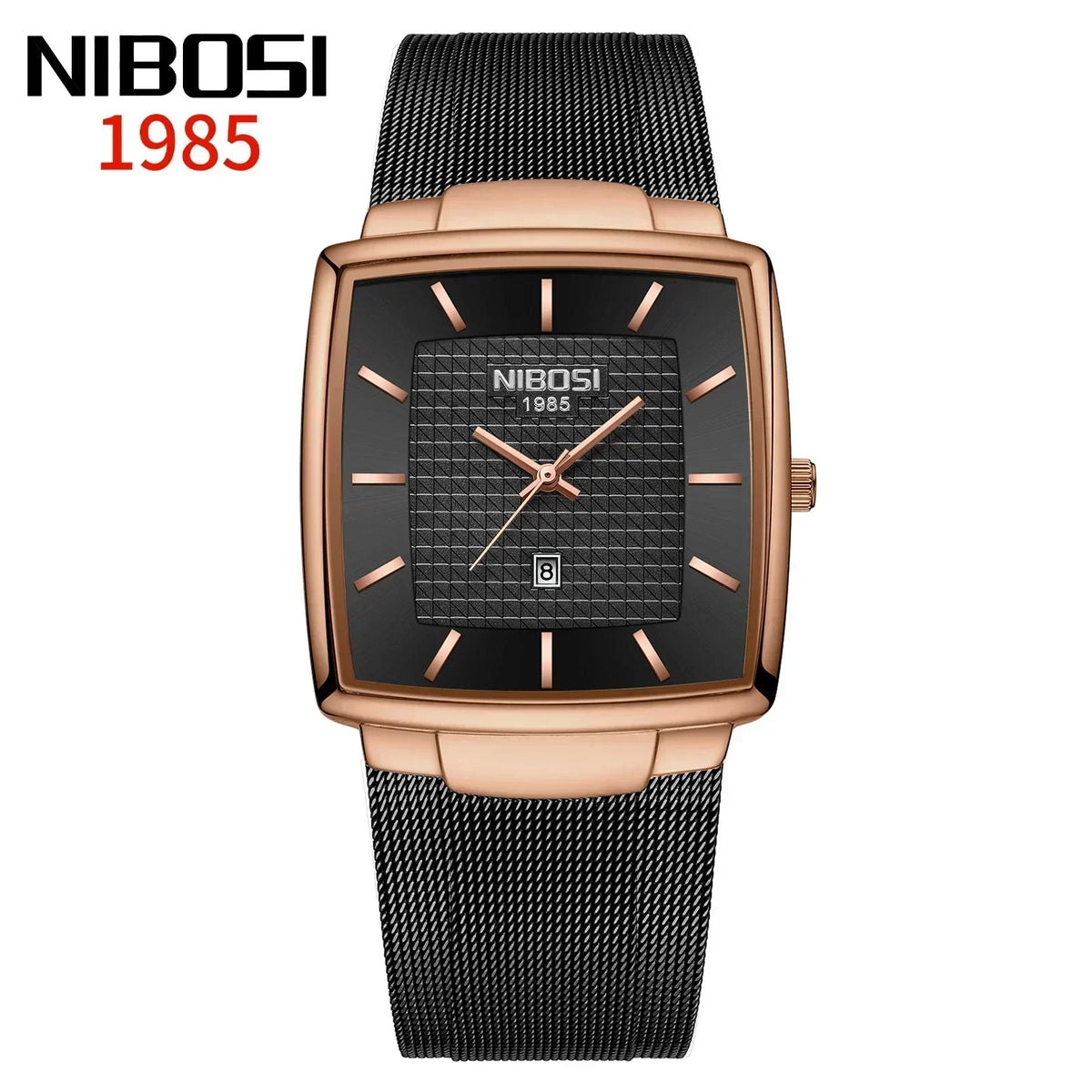 Men's Fashion Square Stainless Steel Quartz Wristwatch