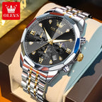 Men's Multifunctional Chronograph Quartz Watch with Moon Phase