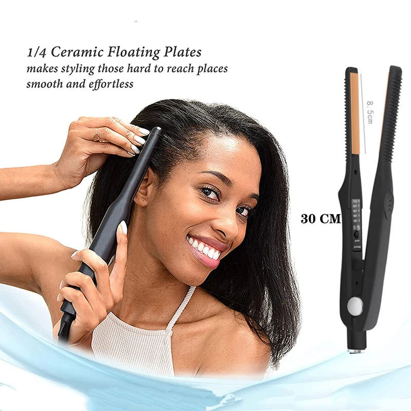 2-in-1 Titanium Mini Flat Iron Curling Iron for Short Hair