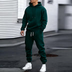 Men's Two-Piece Hooded Jogging Suit Fleece Zip Sweatshirt