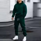 Men's Two-Piece Hooded Jogging Suit Fleece Zip Sweatshirt