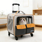 Large Capacity Foldable Rolling Pet Carrier Backpack for Cats Dogs