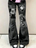 Girls' Anime Print T-Shirt and Flared Pants Set