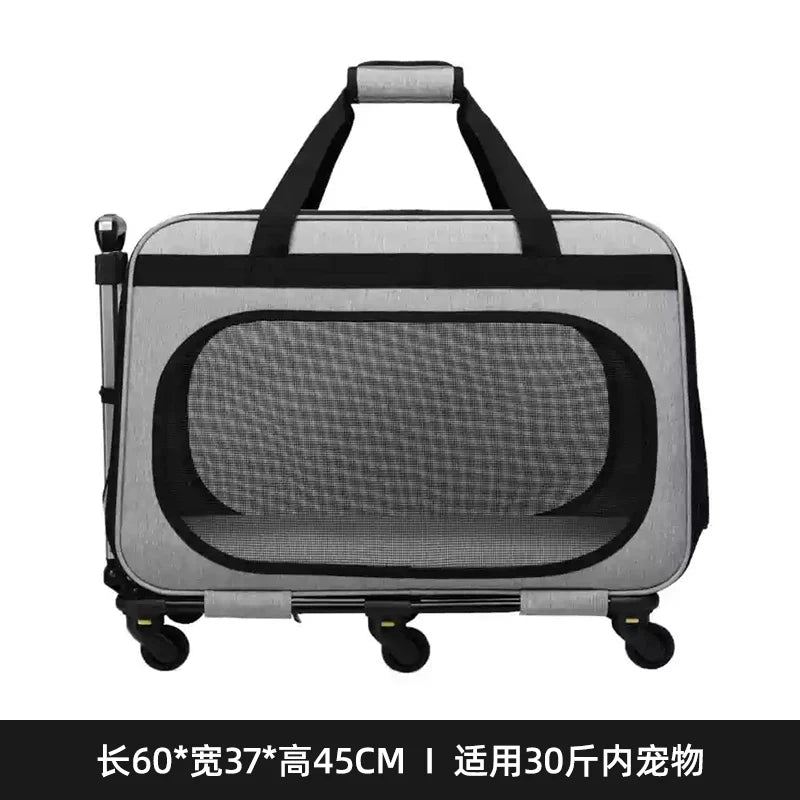 Double-layer Rolling Pet Stroller Carrier Backpack for Cats Dogs