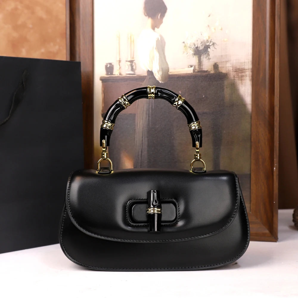 Women's Bamboo Handle Saddle Crossbody Bag