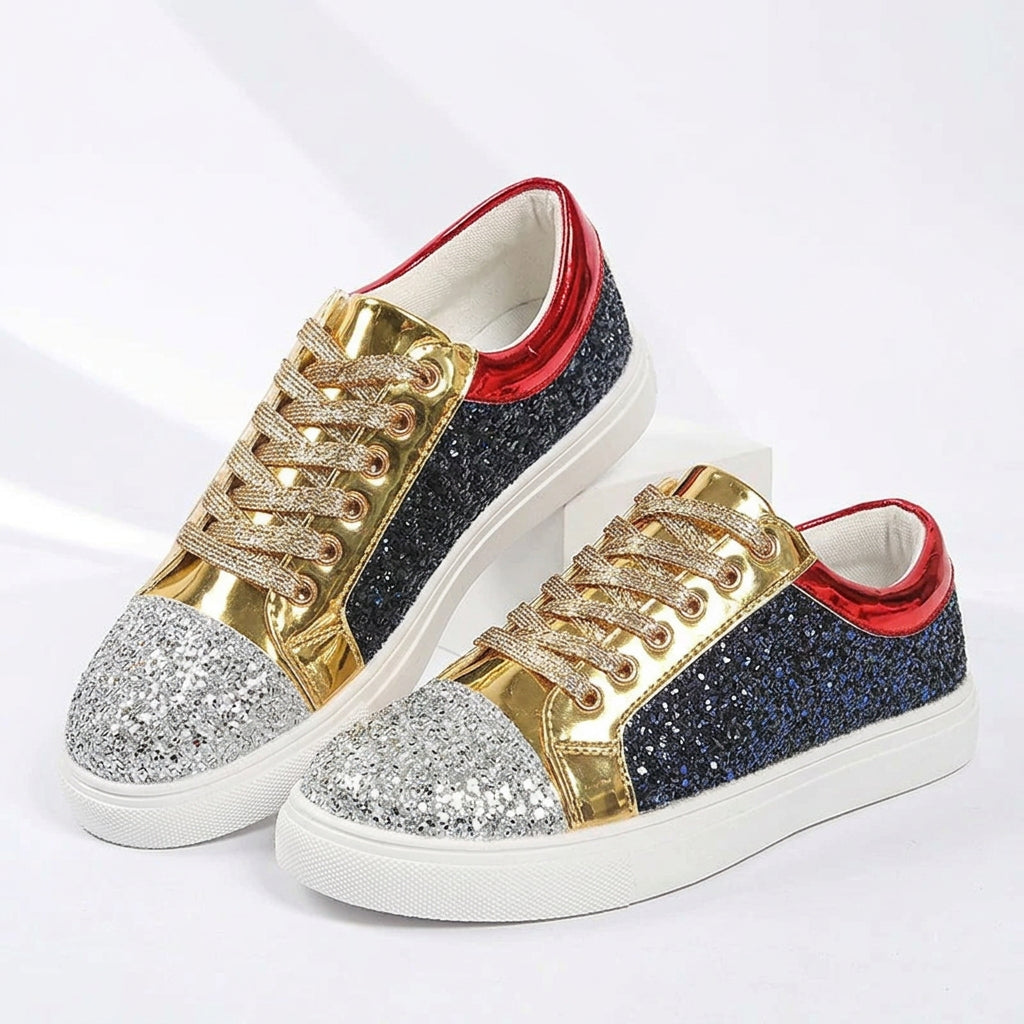 Women's Bling Lace-Up Platform Sneakers