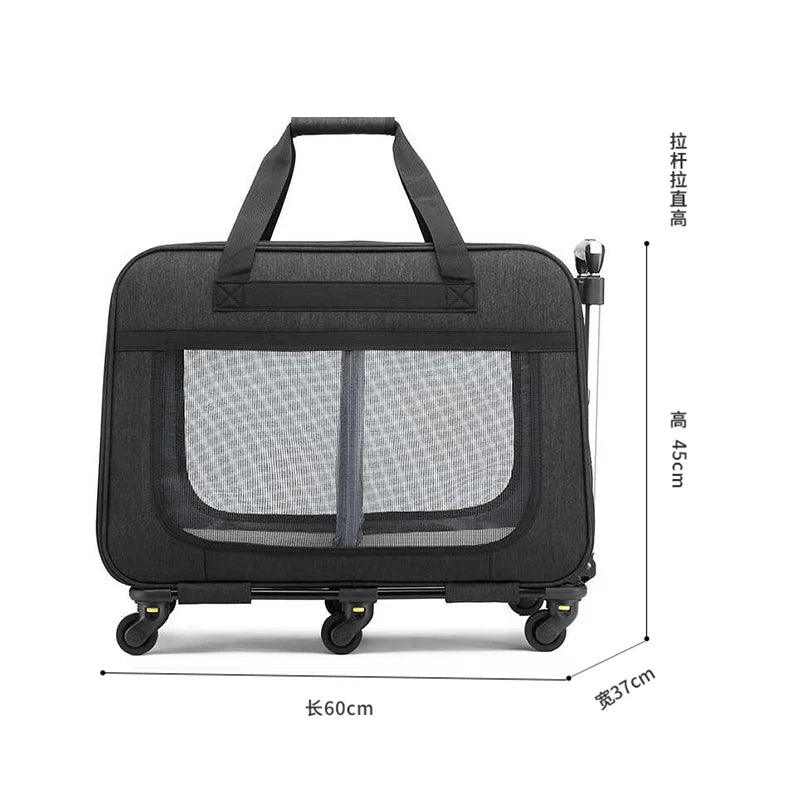 Double-layer Rolling Pet Stroller Carrier Backpack for Cats Dogs