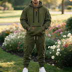 Men's Heavyweight Fleece-Lined Half-Zip Two Piece Tracksuit Set
