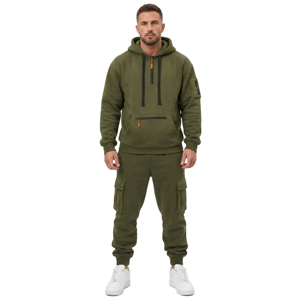 Men's Heavyweight Fleece Half-Zip Sweatshirt and Pants Two-Piece Set