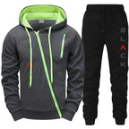 Men's Letter Print Zip Hoodie and Jogger Pants Set
