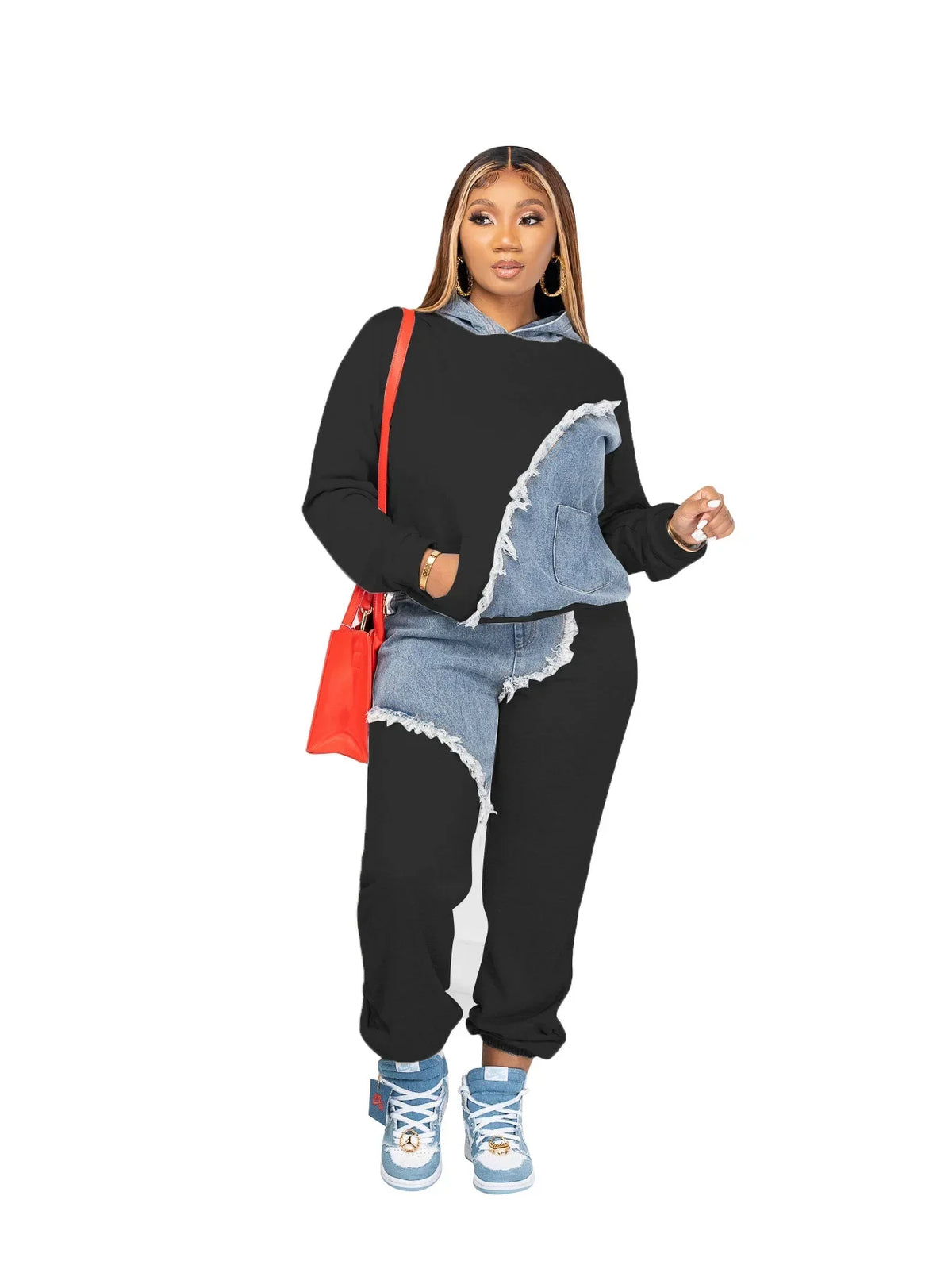 Women's African Patchwork Top and Pants Two-Piece Set