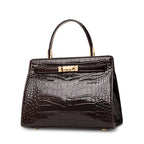 Women's Crocodile Pattern Cowhide Leather Handbag Tote Bag Q1834