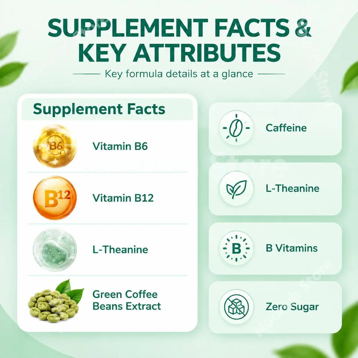 Energy and Focus Green Coffee Bean Caffeine L-Theanine Chewable Tablets