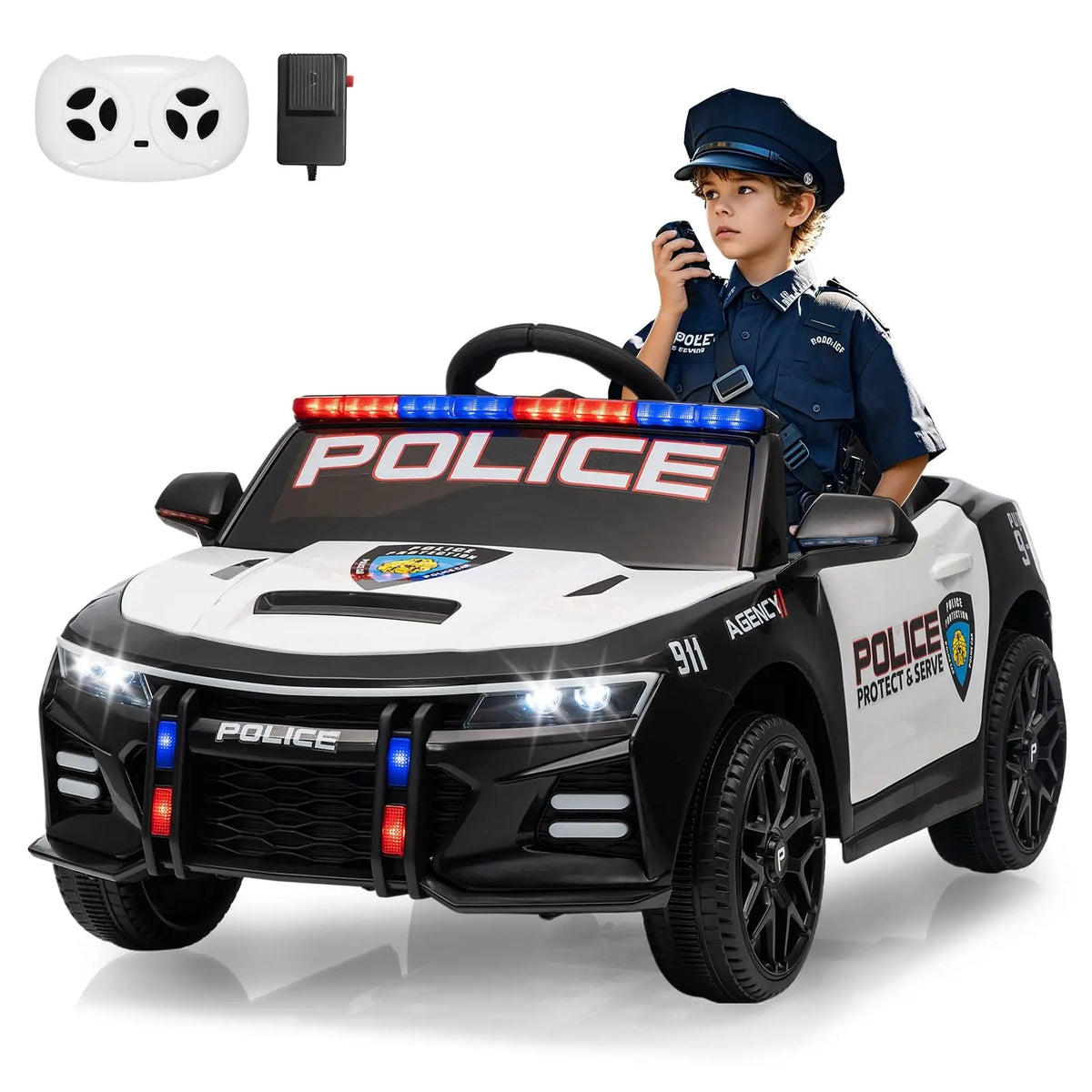 Kids 12V Electric Ride-On Patrol Car Toy with Remote Control