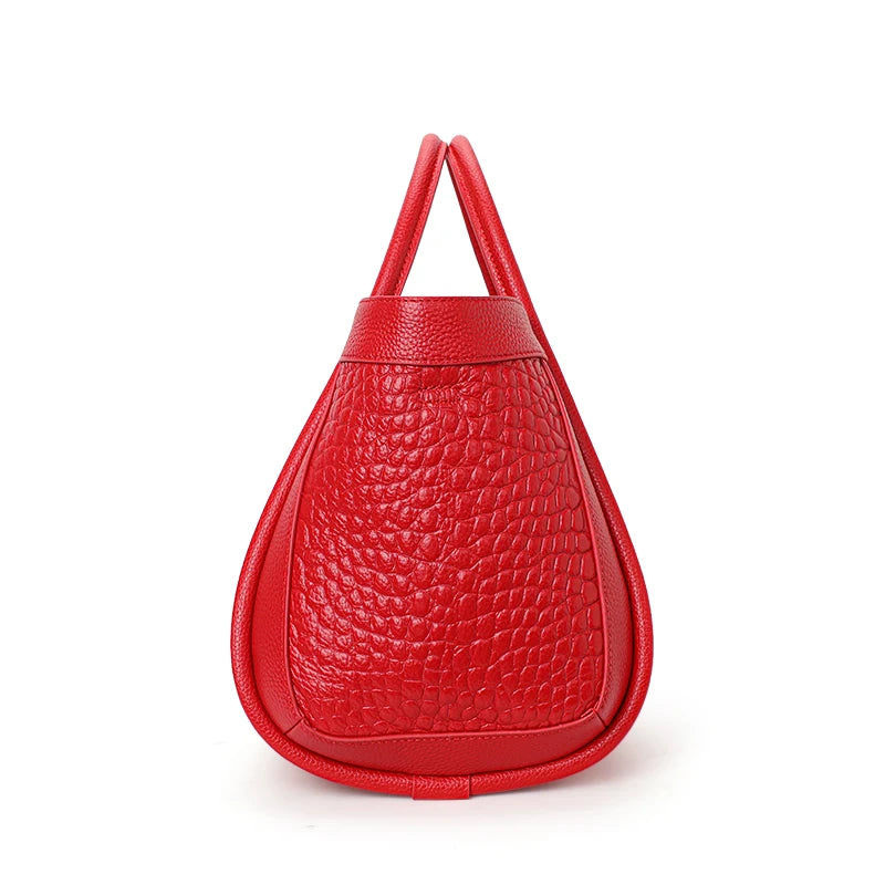 Women's Crocodile Pattern Cowhide Leather Handbag Tote Bag Q1341