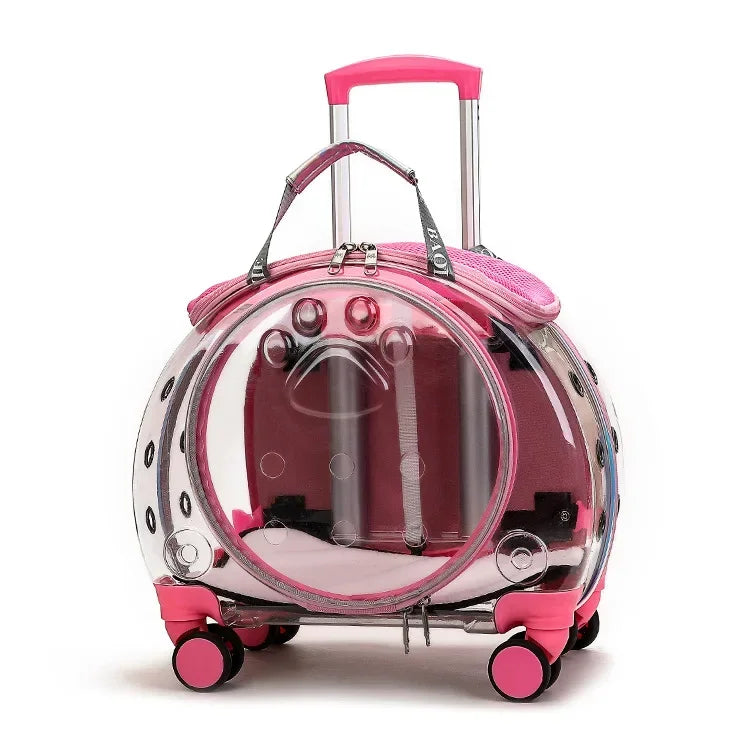 Portable Breathable Rolling Pet Carrier Backpack for Cats Dogs