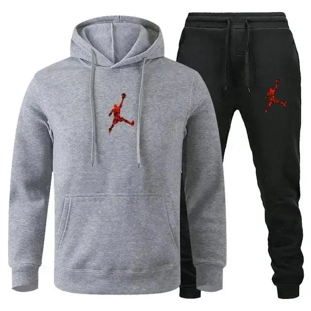 Men's Hooded Pullover and Jogger Pants Two-Piece Set