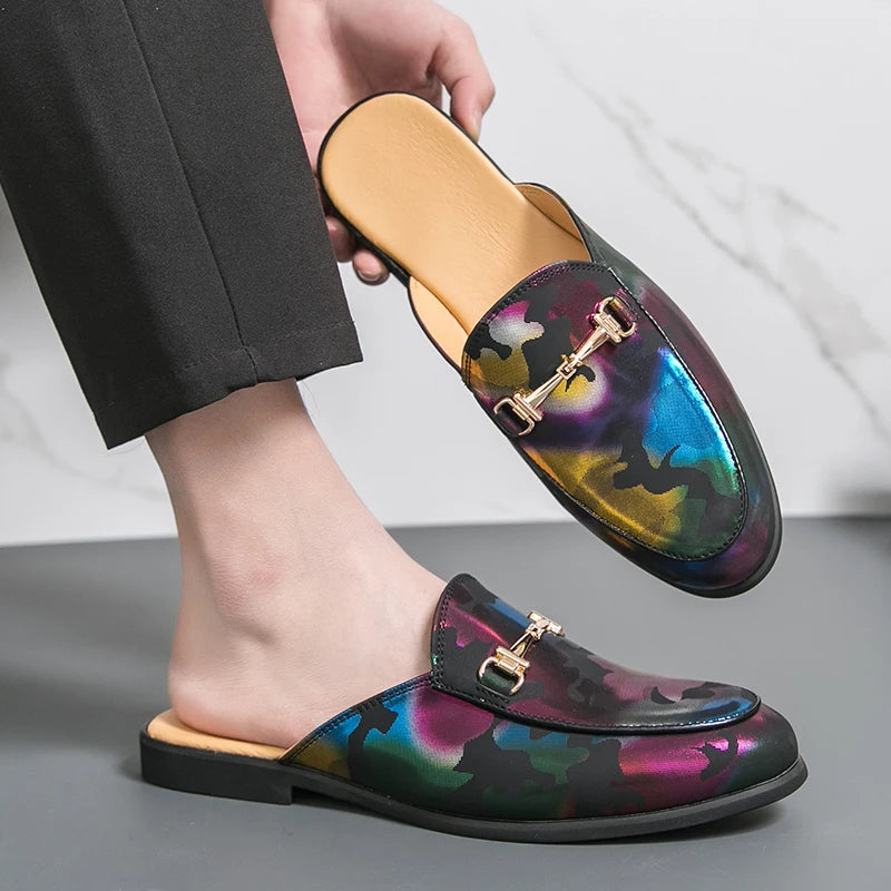 Men's Breathable PU Penny Loafers Mules