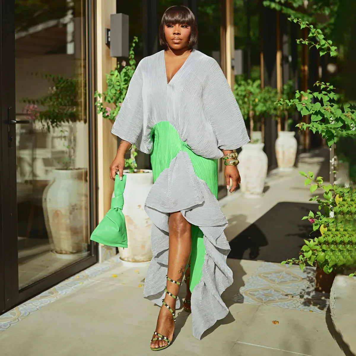 Women's African Asymmetric Dashiki Maxi Dress