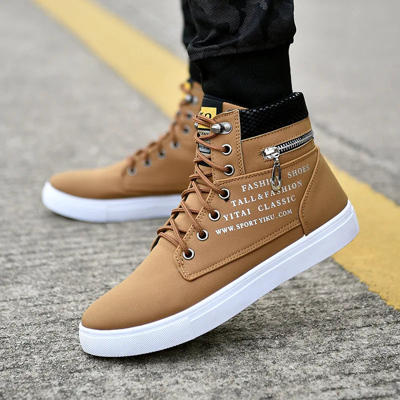 Men's High-Top Lace-Up Platform Sneakers