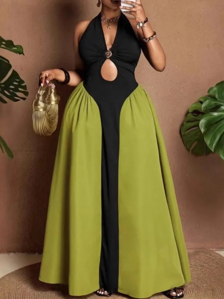 Women's Elegant Sleeveless Dashiki Maxi Dress