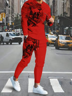 Men's Long Sleeve Round Neck Two Piece Set