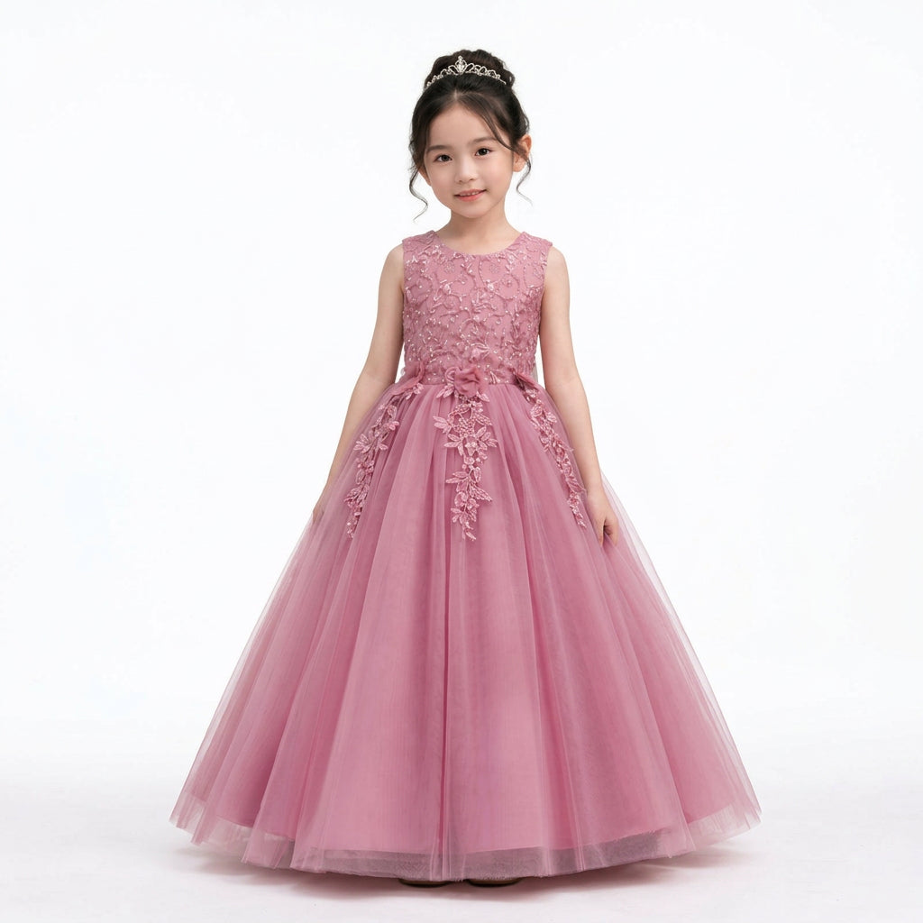 Girls' Tulle Embroidered Ball Gown Flower Girl Dress