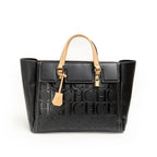 Women's Embossed Letter Shopper Shoulder Tote Bag