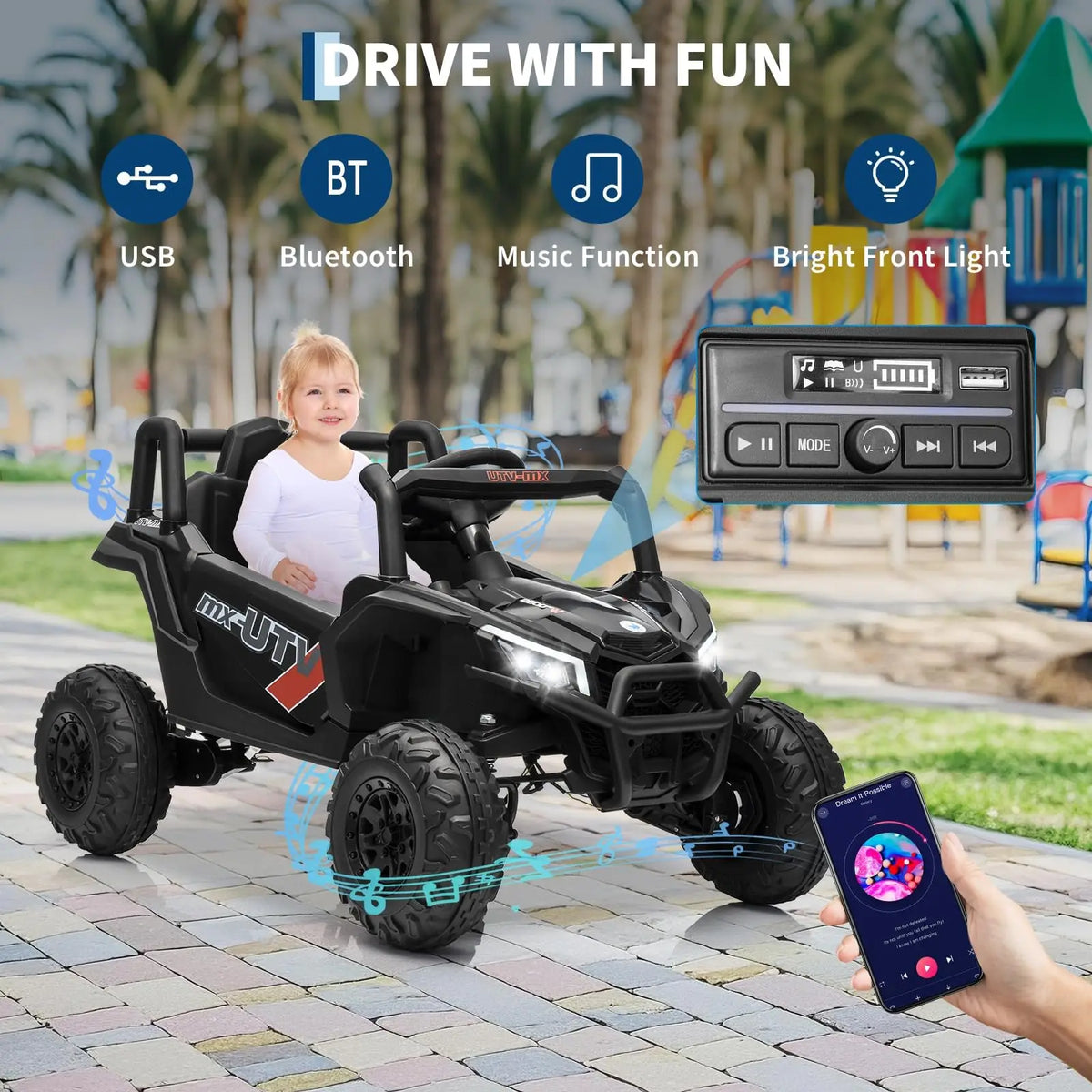 Kids 12V Electric Ride-On UTV Truck Toy with Remote Control