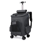 Large Capacity Pet Rolling Backpack Travel Carrier Suitcase