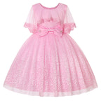 Girls' Princess Ball Gown Dress with Bow and Lace