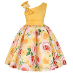 Girls' Floral Ball Gown Sleeveless Tea-Length Party Dress