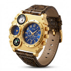 Men's Round Dial Quartz Leather Watch